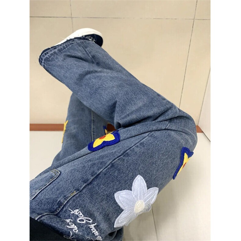 【有货】S809LL-特P52重工艺花瓣刺绣水洗牛仔裤男女设计感裤子,男装牛仔裤,星座1007（原301D）