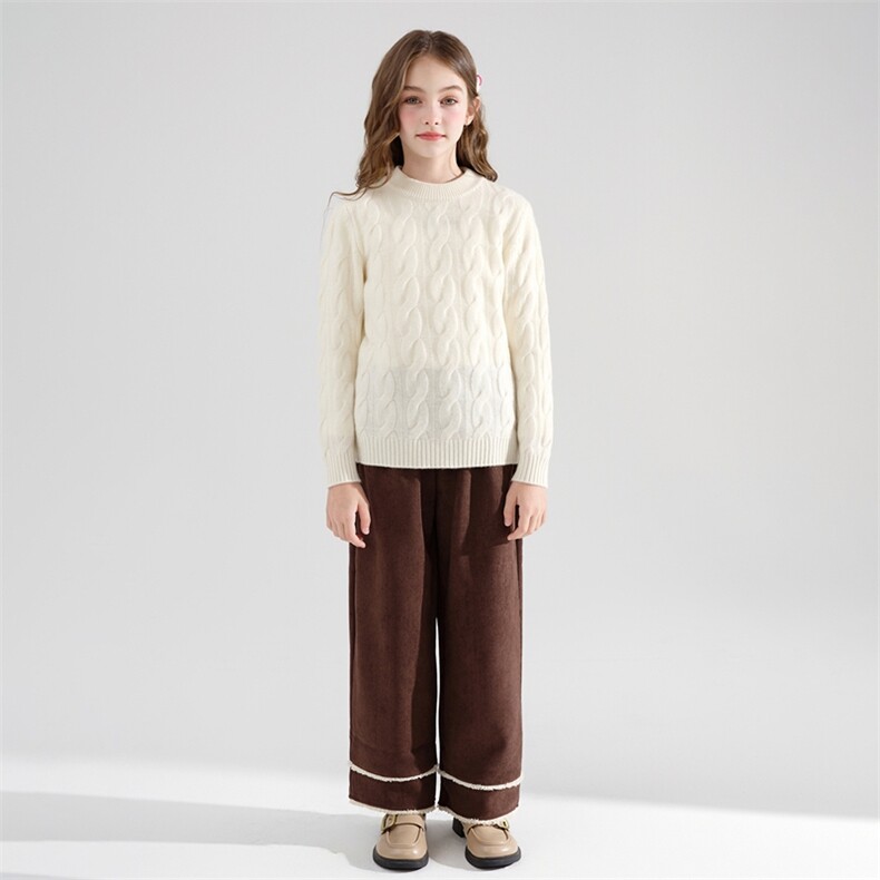 2025年时尚百搭通勤简约加厚绞花儿童羊毛衫，童装儿童羊毛衫，牧皓研