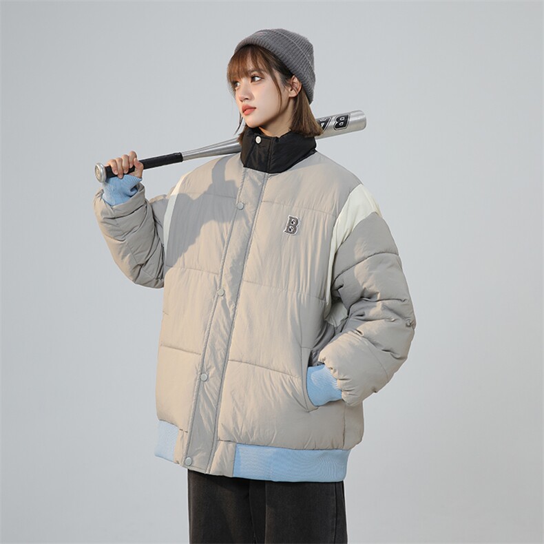 韩系撞色拼接字母2025冬新款女学生短款面包服棉衣外套C513-P100,男装棉衣,星座911-2(原星座613-2）