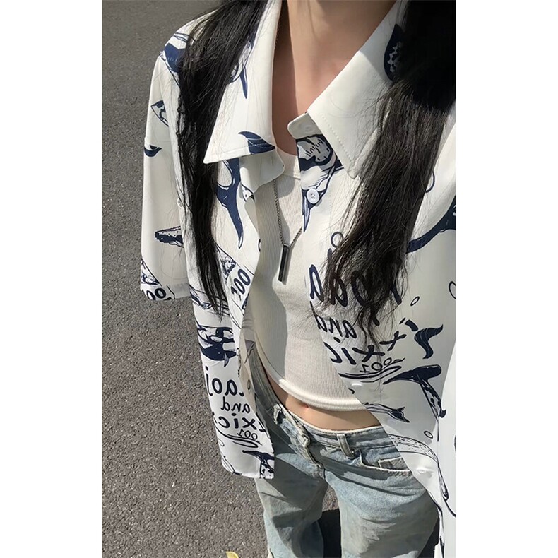 特批P27无差价夏威夷鲸鱼印花速干衬衫男夏装外套沙滩衬衣CD5502图片