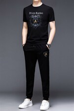 YS-X338夏季男式短袖长裤短裤三件套运动休闲套头修身T恤套装P132，男装休闲套装，电商B360