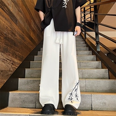 A316-1-K1237特P33无差价控58新中式盘扣刺绣冰丝长裤坠感拖地裤，男装休闲裤，星座906（原电商a316-1）