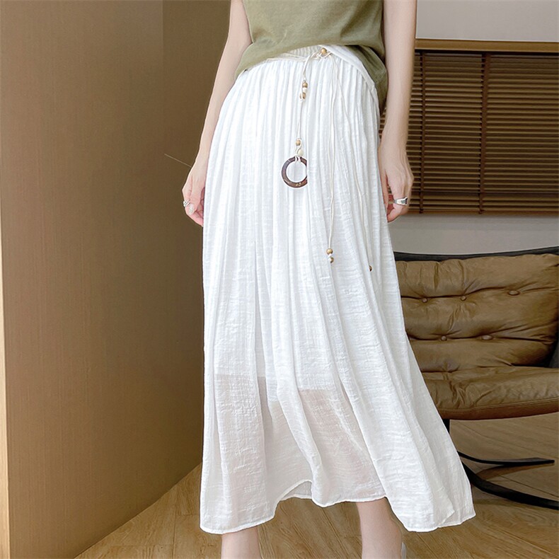 夏季新款简约时尚百搭女士腰绳半身裙，女装半身裙，朝贺羊绒