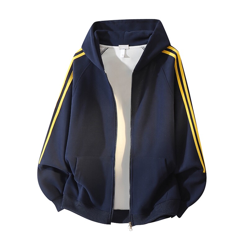 抖音得物二开25秋冬重磅全棉三条杠织带连帽卫衣开衫外套W71，男装卫衣，电商A486