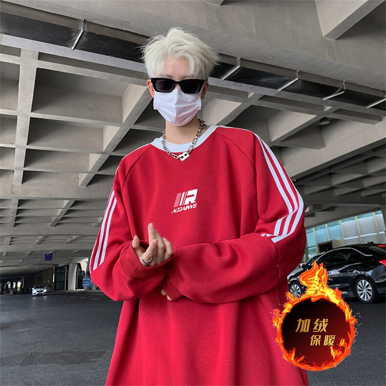 抖音得物供货 提供视频 秋冬重磅美式宽松织带圆领卫衣0306图片