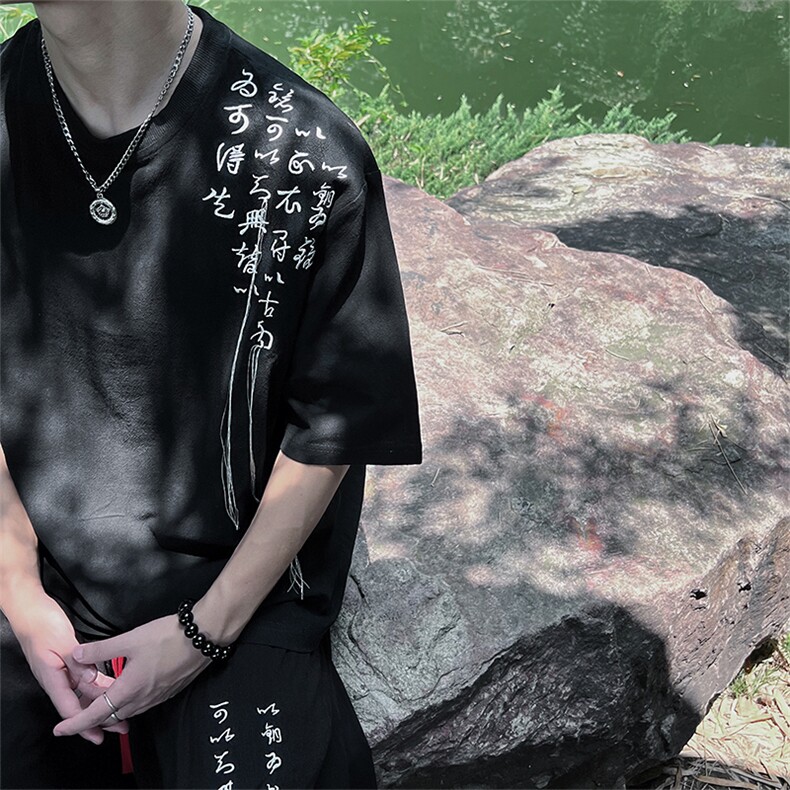 现货不骗人~新中式风夏季新款款刺绣圆领T恤男女T062-P35,男装T恤,电商A021