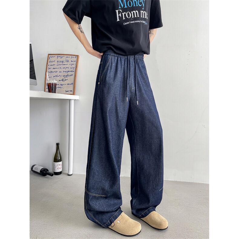 2025春夏水洗轻薄垂感弯刀牛仔裤潮流宽松休闲百搭裤子男2522-P55，男装休闲裤，电商C305A