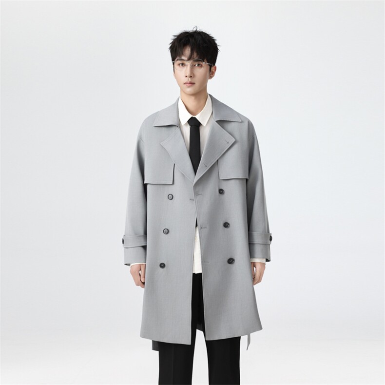 秋季英伦风韩版宽松中长款潮风衣外套FY710P138控168XZ402-2货足,男装风衣,星座402-2