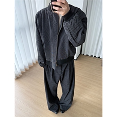 老钱风抖音面料格纹双面穿短款飞行员夹克外套W1803/特P88，男装夹克，电商B350