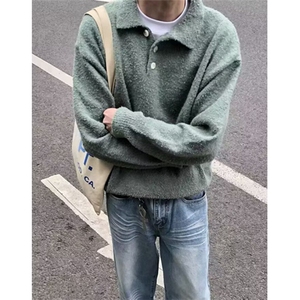 秋冬季翻领polo衫毛衣女上衣学院风刺绣针织衫 M5228图片