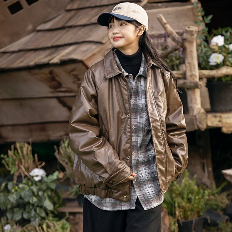 2026冬季新款男装日系潮牌纯色休闲皮衣棉服加厚外套MY382-F145,男装皮衣,电商A101（原外27）