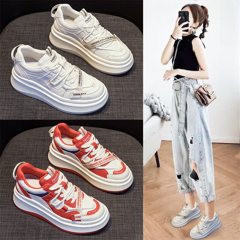 真皮小白鞋女2024新款吸膜底板鞋秋冬季鞋子百搭厚底运动休闲鞋子图片