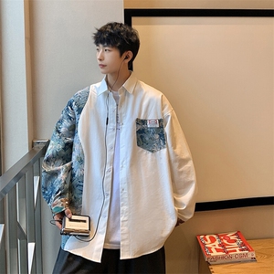 港风花型长袖衬衫大码M-5XL情侣风衬衫男长袖衬衣CS7714P60图片