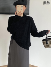时尚百搭女士秋冬羊毛衫纯色简约高领长袖显瘦针织衫，女装羊毛衫，牧思羊
