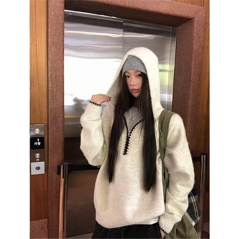 H2310-P63小奶猫软萌萌水貂毛针织毛衣外套中长暖呼呼软软毛毛,男装针织衫/毛衣,电商B323A