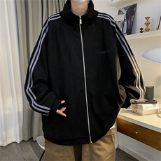 现货2024新款潮牌运动情侣棒球服夹克春季条纹开衫卫衣W7879-P58，男装夹克，星座512-4
