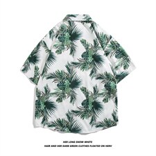白底平铺短袖衬衫男港风潮流C1114P26，男装衬衫，星座1116-2