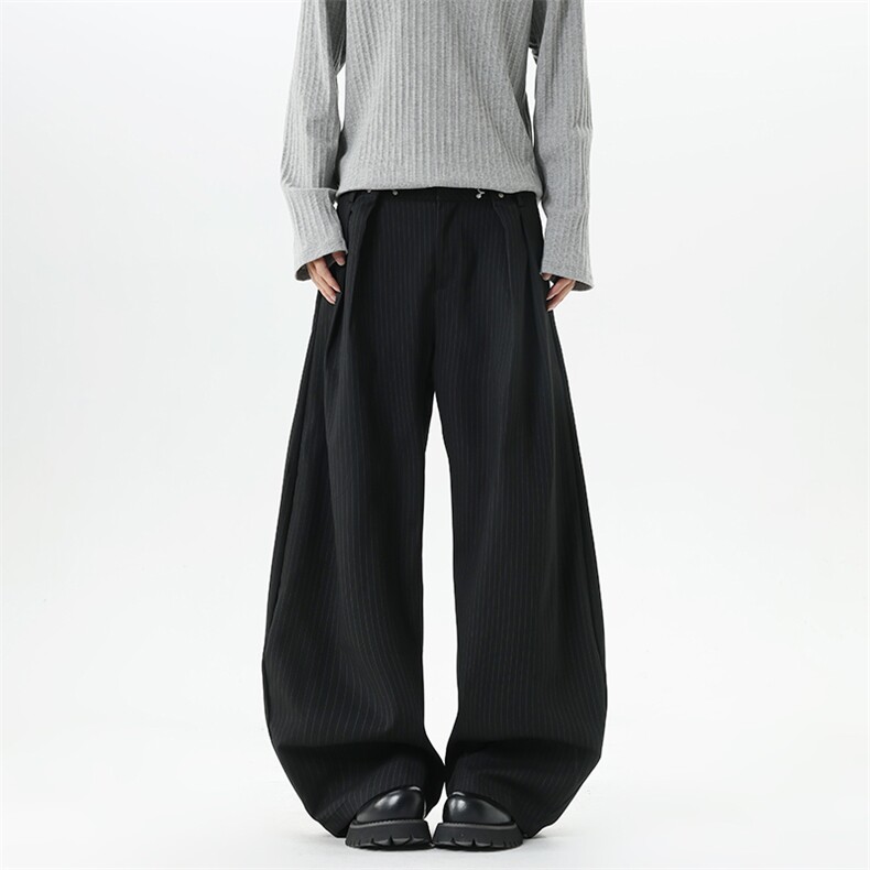 【现货】XZ1218XK010特价P61美式设计褶皱条纹老钱风休闲裤西裤,男装西裤,星座1218（原611-3）