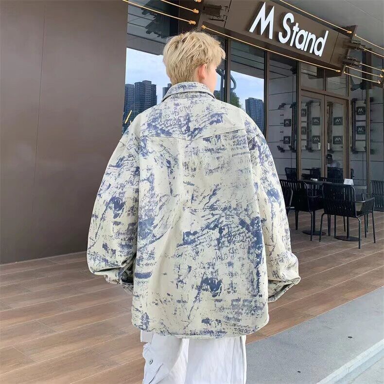 秋季款-重工原版高品质J32扎染牛仔外套卡其色,男装夹克,星座218-1（原230）