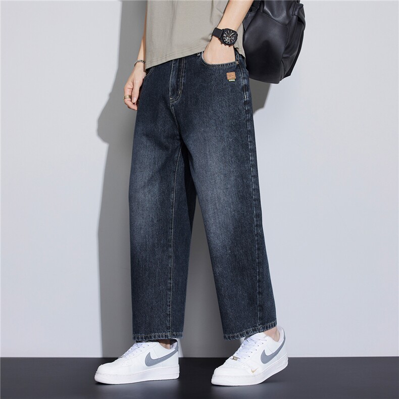 2026新款春季美式复古牛仔裤男士潮牌宽松直筒九分休闲裤3321-P45，男装牛仔裤，星座1006