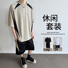 短袖套装男士夏季百搭薄款夏天运动短裤男装宽松痞帅休闲t恤一套，男装休闲套装，星座1206（原A206）