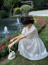 新款可盐可甜气质V领抽绳设计连衣裙，女装连衣裙，L·H·X