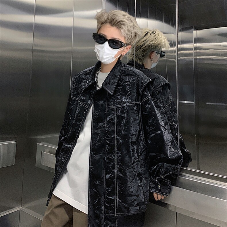 现货不缺货欧美水洗皮衣宽松假两件外套夹克1209-1-JK17-P108，男装夹克，星座1209-1