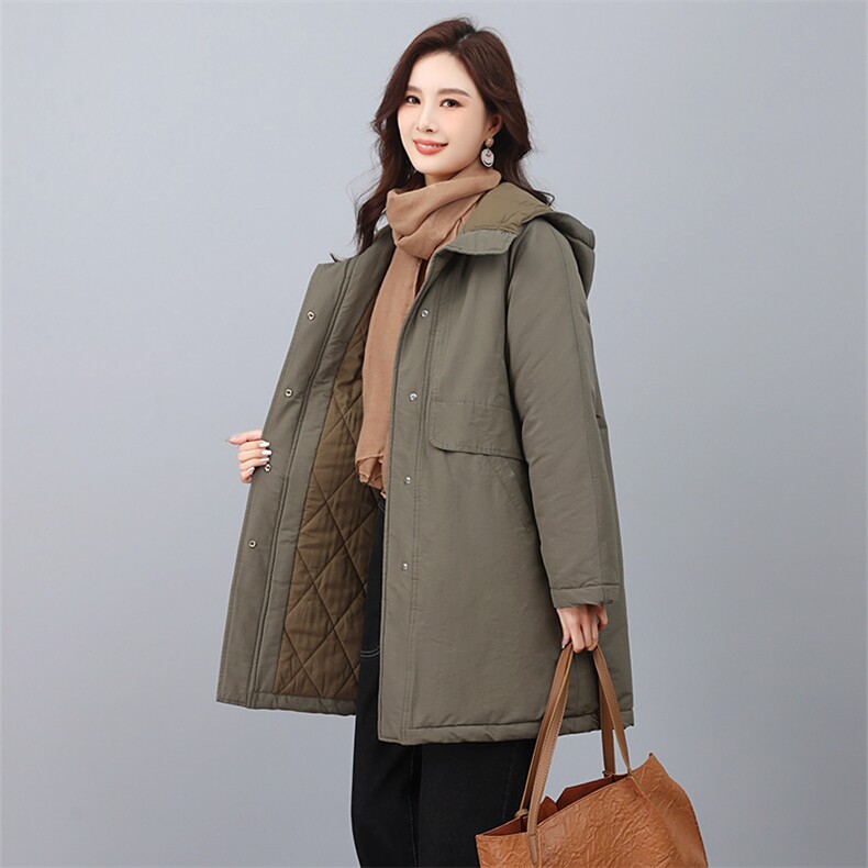 2023冬装新款中长款派克服加厚棉衣,女装派克服,小林双子