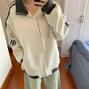 抖音得物高品质 美式高街重磅结构设计拼接织带立领卫衣外套 CM42图片