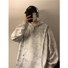 现货水洗脏脏布加绒大码连帽卫衣WY10078-特P45加绒特P50，男装卫衣，电商A059