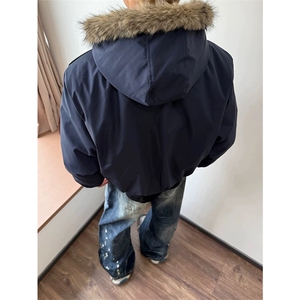 帽子可拆 美式复古刺绣徽章座山雕棉衣外套男女加厚夹克A1247-P80图片