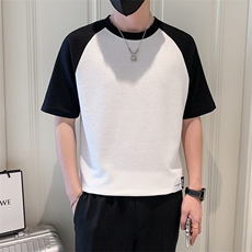 2025新款夏季短袖T恤男潮牌华夫格拼接半袖体恤A313-1-32342-P38，男装T恤，电商A313-1