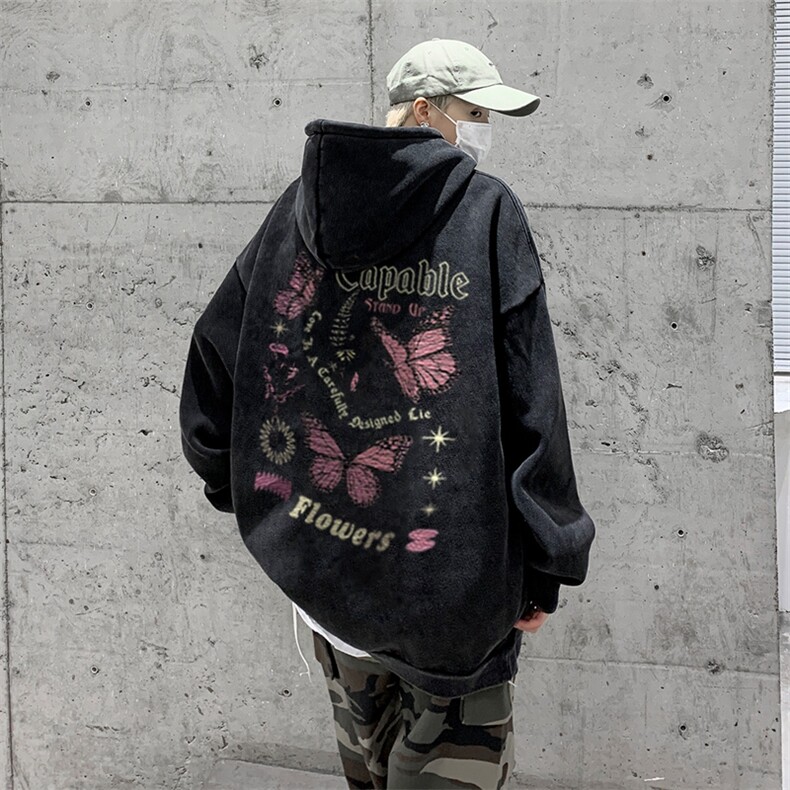 XZ517A-BK6605P68欧美重磅水洗复古连帽卫衣潮流大码男装,男装卫衣,星座517A