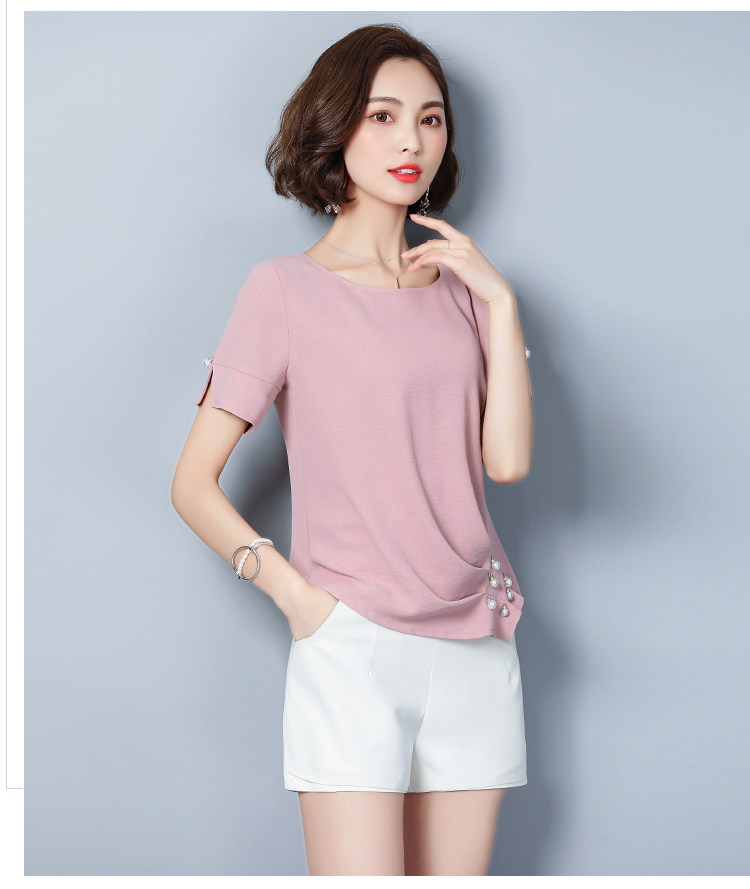 衬衫2021年时尚气质百搭短袖韩版简约优雅潮流，女装衬衫，超帛