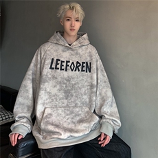 脏脏款连帽卫衣植绒字母印花情侣长袖外套男秋季新款W90-P68，女装短外套，电商C307A