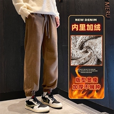 博澳绒休闲裤男冬季加绒加厚宽松束脚针织运动长裤Z2619加绒-P50，女装休闲裤，星座509