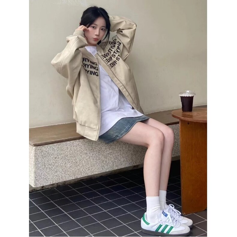美式复古字母标语PU皮夹克男秋季cleanfit短款飞行外套小众设计感,男装夹克,星座218-8
