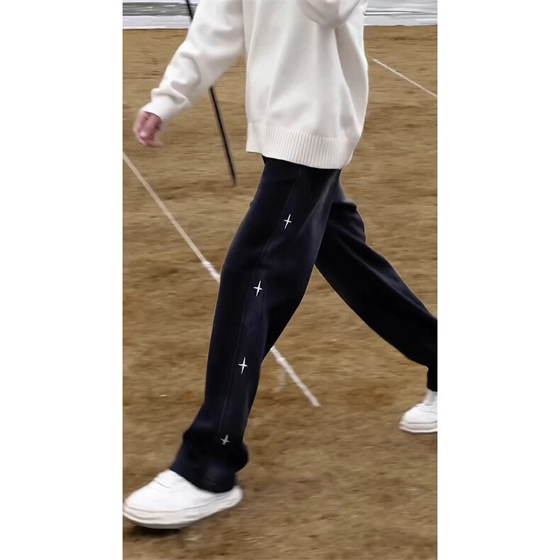 2025春秋重磅水洗做旧阔腿休闲裤男潮牌宽松百搭直筒长裤潮流卫裤,男装休闲裤,四季星座505