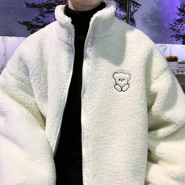 冬季新款港风羊羔毛棉衣男宽松百搭加厚情侣棉服外套W2270-P44,男装棉衣,星座512-2