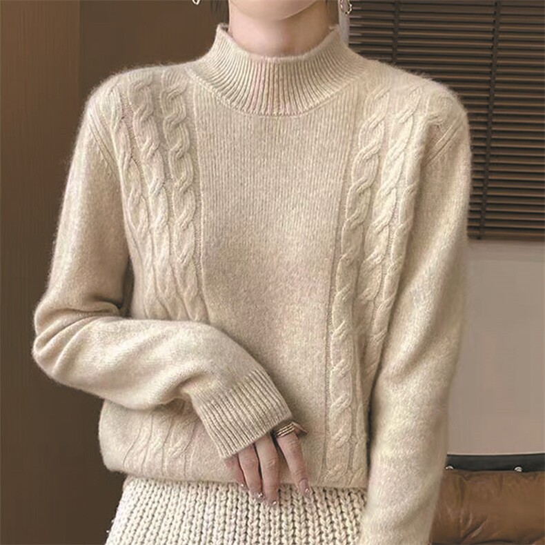 优雅气质女士高领毛衣百搭经典时尚针织衫显瘦修身设计，女装针织衫/毛衣，萱芳婷羊绒