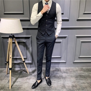 男士马甲套装背心春秋季伴郎服兄弟装新郎结婚礼服团西服马甲裤图片