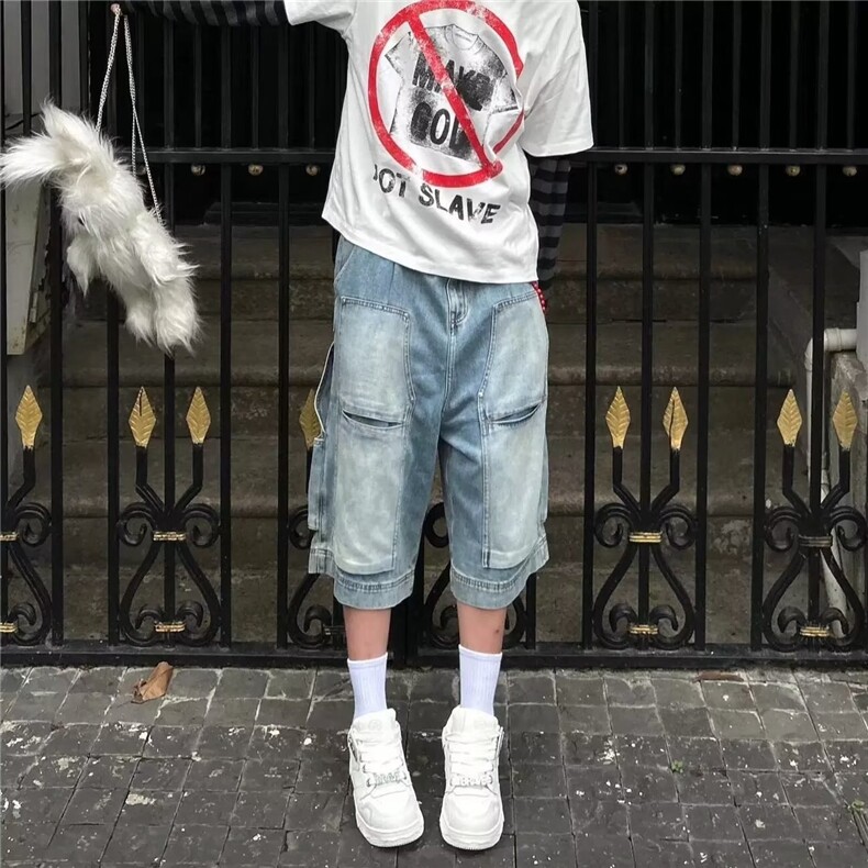 网络图现货！牛仔裤工装五分裤男街头短裤潮牌RD3125-P50,男装牛仔裤,星座1005-6