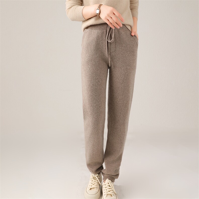 2024秋款纯色抽绳卫裤女宽松显瘦百搭休闲裤,女装休闲裤,富泽羊绒