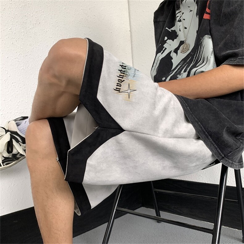 电商DSA028-DK2331P40抖音品质高街重磅印花鹿皮绒短裤男,男装牛仔裤,电商A028