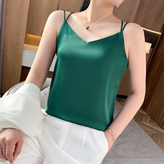 真丝吊带背心女内搭白色美背醋酸上衣缎面夏小西装桑蚕丝打底衫，女装背心吊带，朝贺羊绒