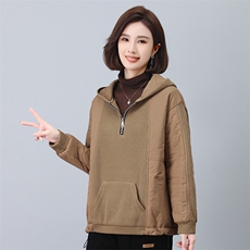 时尚拼接连帽加厚棉衣女冬季新款宽松显瘦保暖外套，女装棉衣/棉服，叶笙衣
