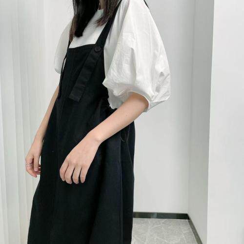 两件套工装风背带裙，女装，伊媚儿