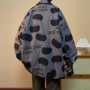 潮牌男装春秋季薄款夹克男士潮流上衣纯棉双层满印W977P40图片