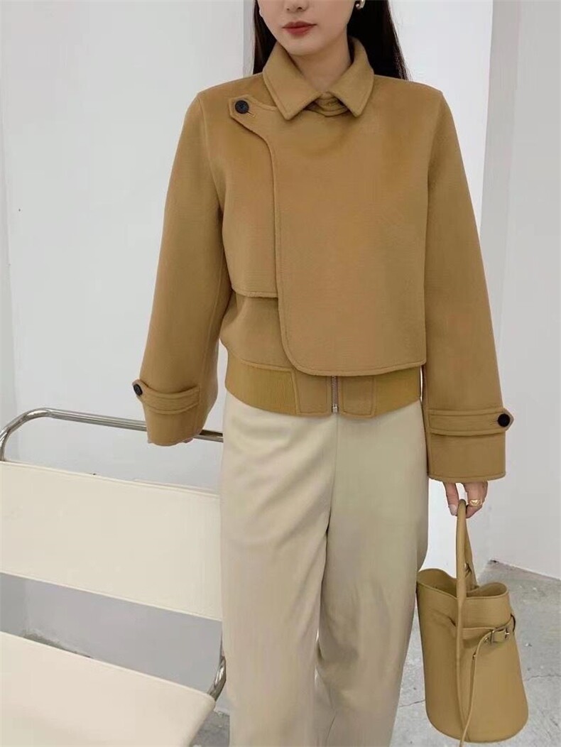 2021秋季新款高端时髦不规则韩版短款双面呢外套,女装其它,L·H·X