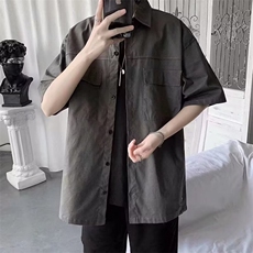 夏季短袖休闲工装衬衣男生宽松凉爽衬衫超薄外套上衣，男装衬衫，星座1013